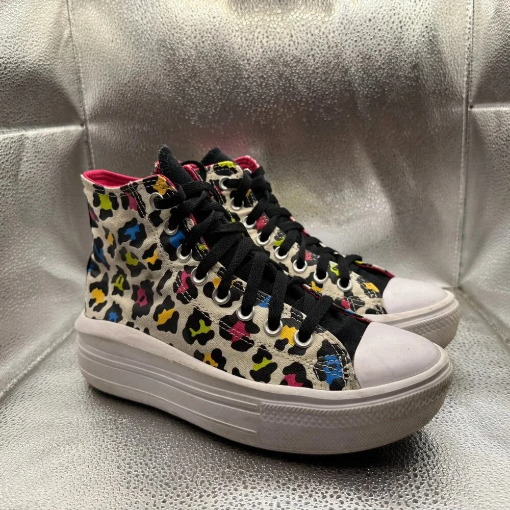 Size 5.5 Converse CTAS Move‎ Platform High Top Kids White Canvas Shoes 272376C